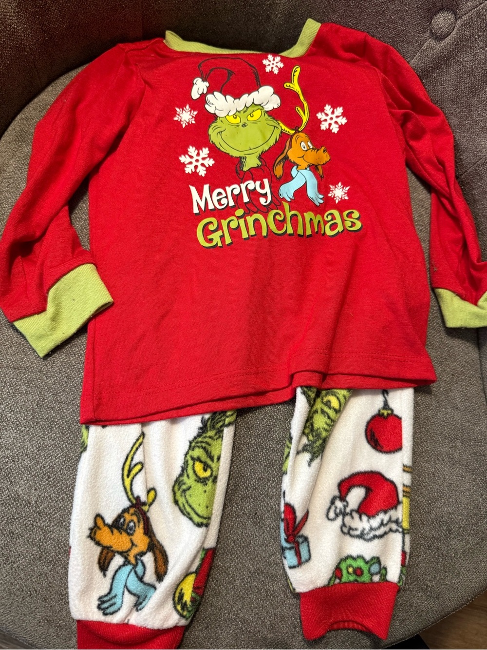 🌼 Kids Merry Grinchmas Red and Green Holiday Pajama Set